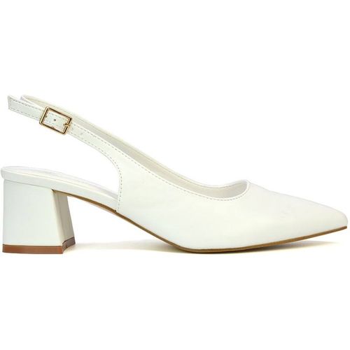 XY London Women's 'Devon' Court Shoe Block Heels With Slingback in White