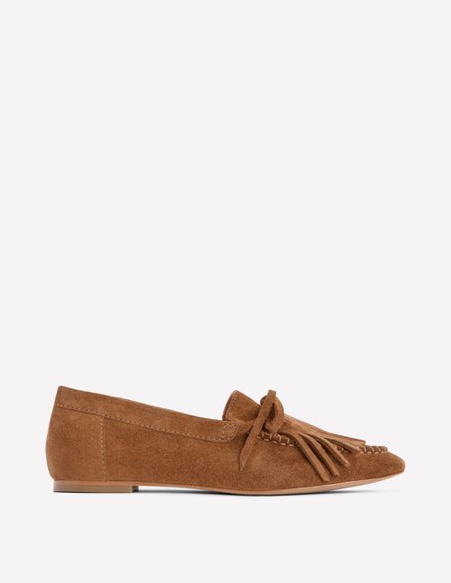 Soft Tassel Deck Shoes Tan Women