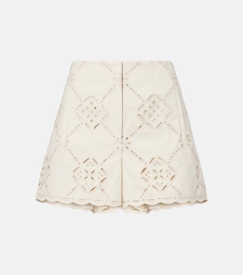 Jazmin laser-cut cotton shorts