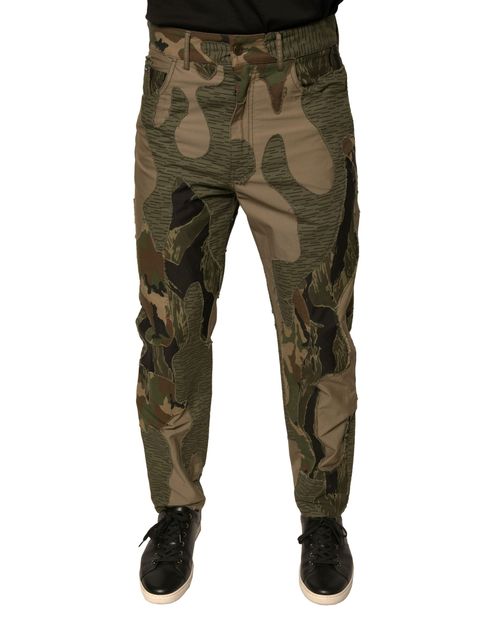 Camouflage Cotton Cargo Pants — Multicolor