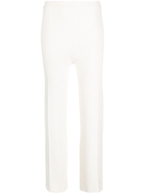 Straight-leg rib-knit trousers - Neutrals