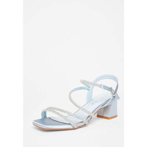 Light Blue Wide Fit Diamante Block Heels