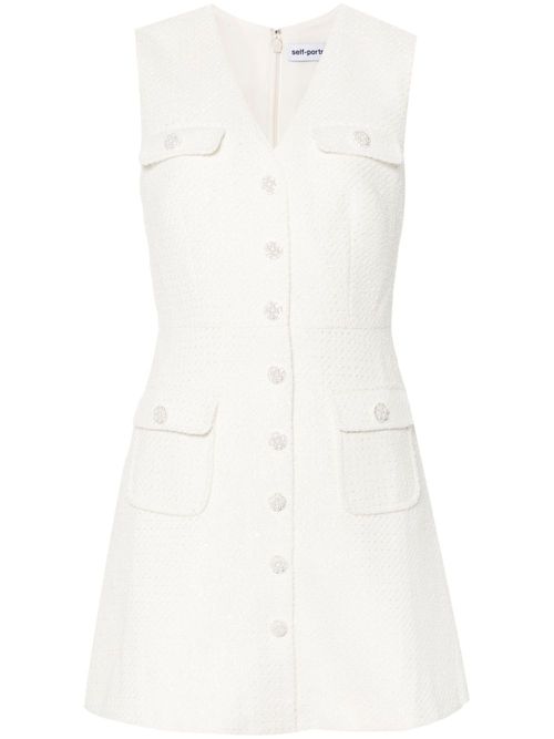 Bouclé buttoned mini dress - Neutrals