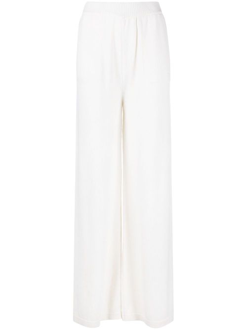 Wide-leg wool-cashmere blend trousers - White