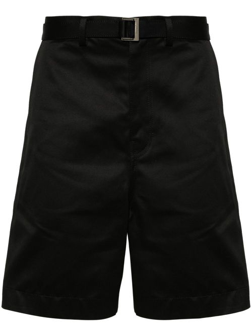 Wide-leg cotton chino shorts - Black