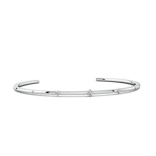 Angara 3 MM Five-Stone Round Diamond Station Cuff Bracelet in 14K White Gold