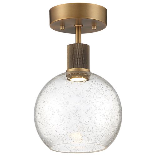Antique Brushed Brass LED Semi-Flush Mount from the Port Nine Burgundy Collection