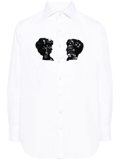 Sequin-embellished cotton shirt - White