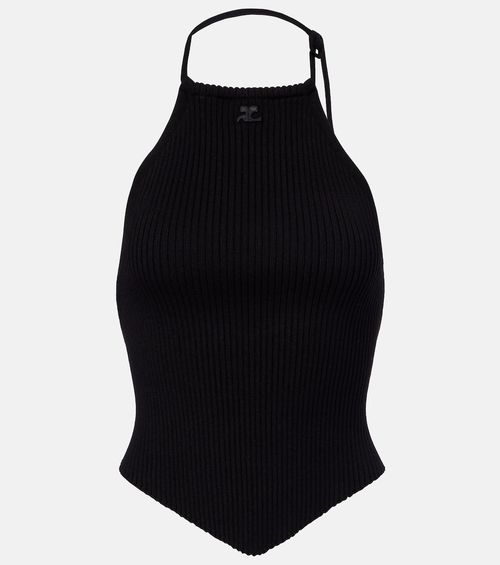 Courrèges Pointy ribbed-knit halterneck top