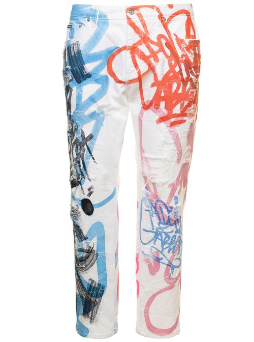 Loom 56 Jeans Stampa Graffiti Colorata