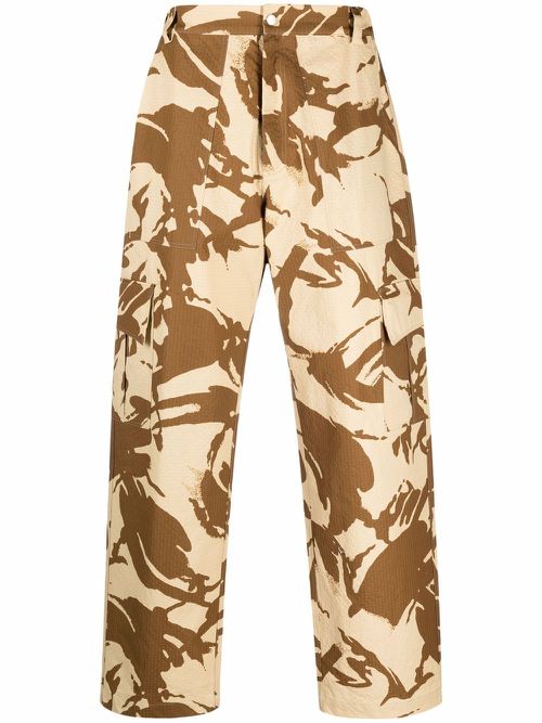 Camouflage-print cargo trousers - Neutrals