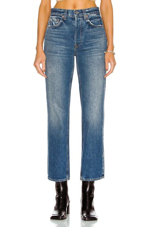 GRLFRND Cassidy High Rise Straight in Denim-Mediu