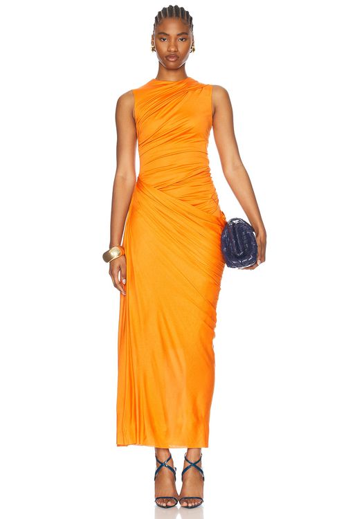 McQueen Jersey Midi Dress in Bright Orange - Orange.  38 also in