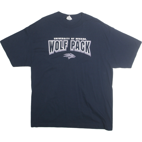 ALSTYLE Mens Navy Blue University Of Nevada Wolf Pack Graphic T-Shirt XL Short