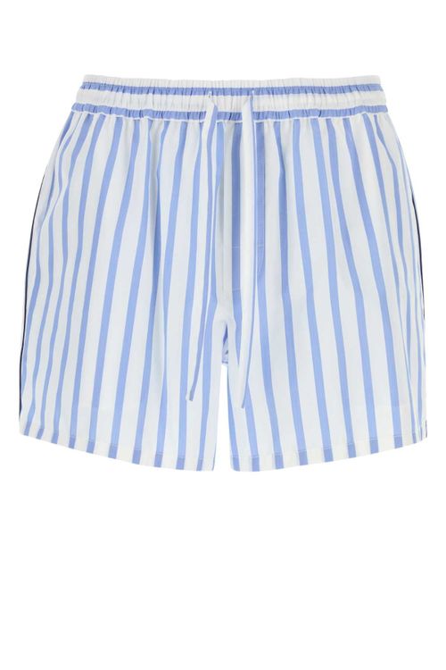 Striped Cotton-Silk Poplin Bermuda Shorts — Blue