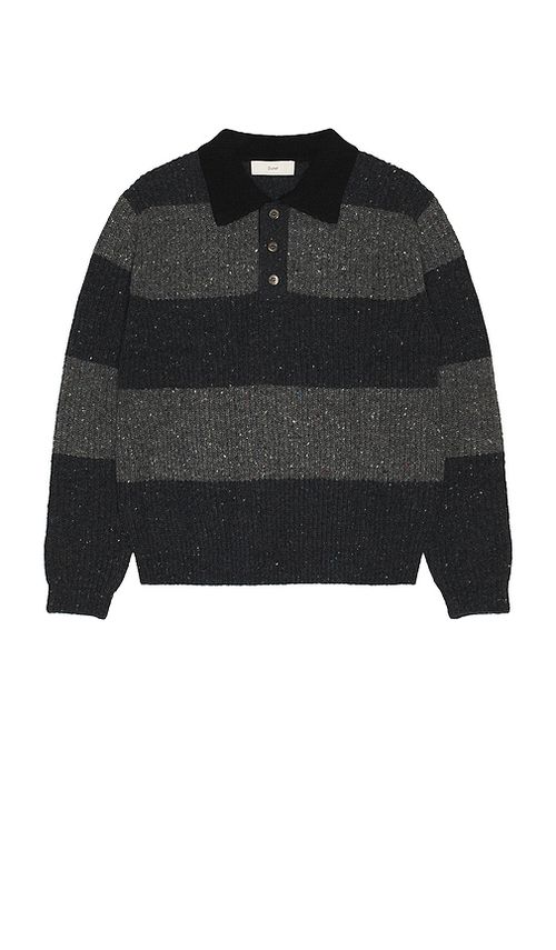 Dunst Chunky Rugby Sweater in Grey & Charcoal Grey. S also in L, M, XL/1X