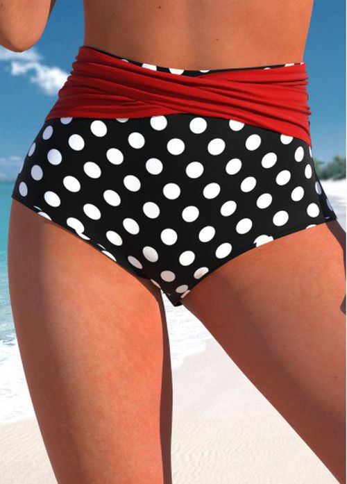 Modlily High Waisted Polka Dot Red Bikini Botto
