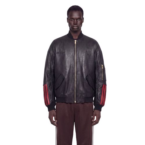 X Willy Chavarria Leather Bomber Jacket