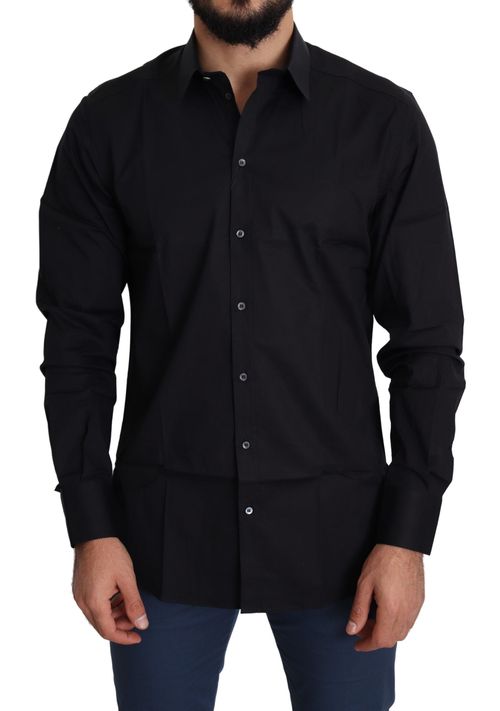 Cotton Stretch Dress Shirt — Black