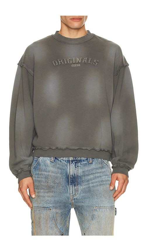 Guess Originals Boxy Crewneck Sweater in Grey. XL/1X. Also in L, M