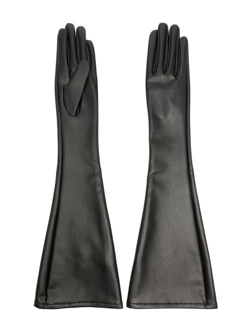 Elbow-length faux-leather gloves - Black