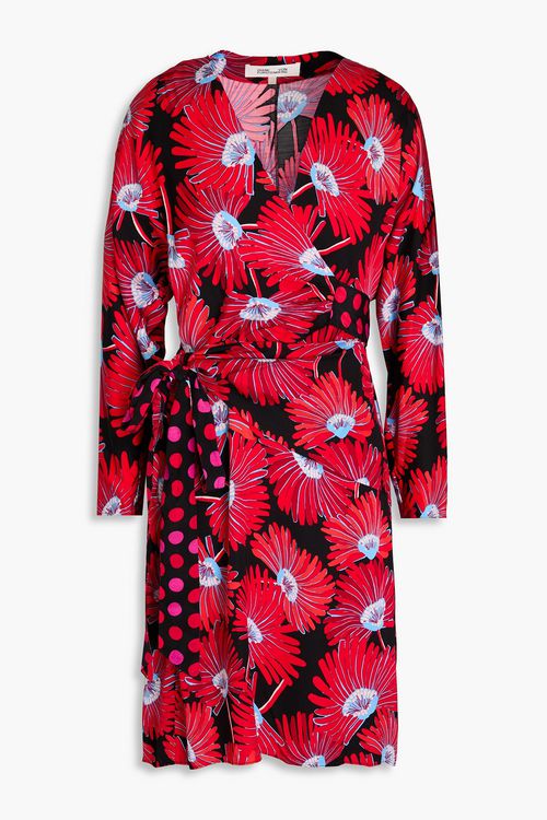 Mikah floral-print crepe de chine mini wrap dress