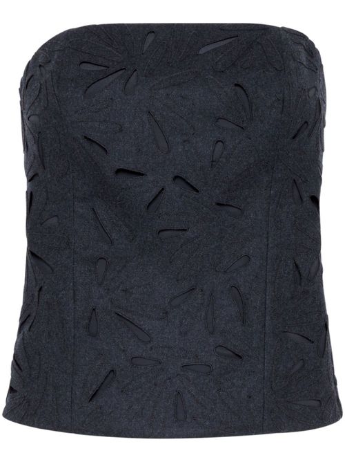 Fern-motif top - Grey