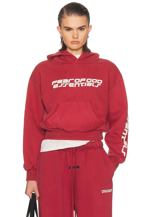 Fear of God ESSENTIALS Classic Hoodie in Crimson - Red. L also in M, S