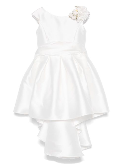 Floral-appliqué dress - 0001 WHITE