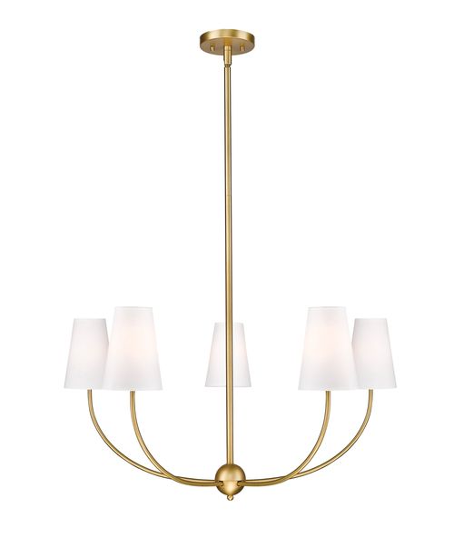 Rubbed Brass Five Light Chandelier from the Shannon Collection