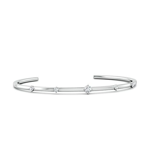 Angara 0.51 CTW Five-Stone Round Lab-Grown Diamond Station Cuff Bracelet in Platinum