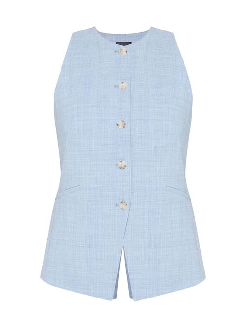 Blue Crew Neck Blazer Vest