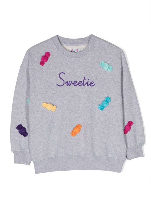Candy-appliqué cotton sweatshirt - Grey