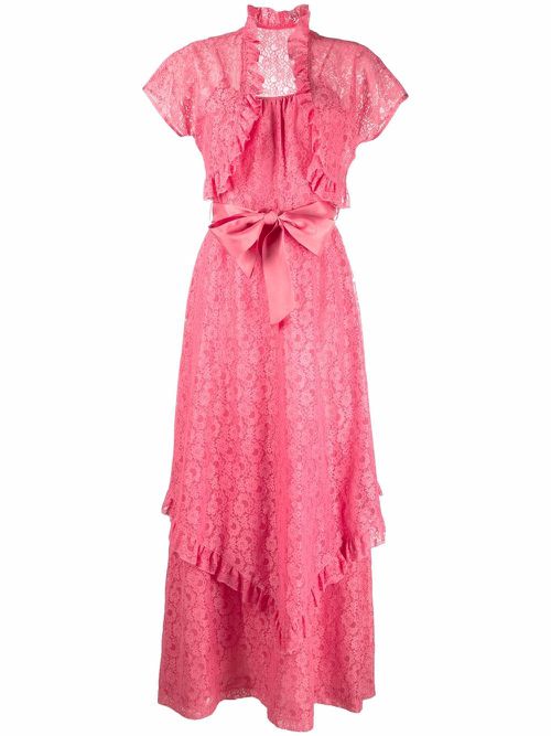 1950s broderie anglaise ruffled dress and bolero - Pink