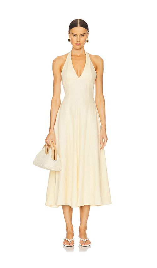 FAITHFULL THE BRAND Marais Midi Dress in Lemon. -  XL also in L
