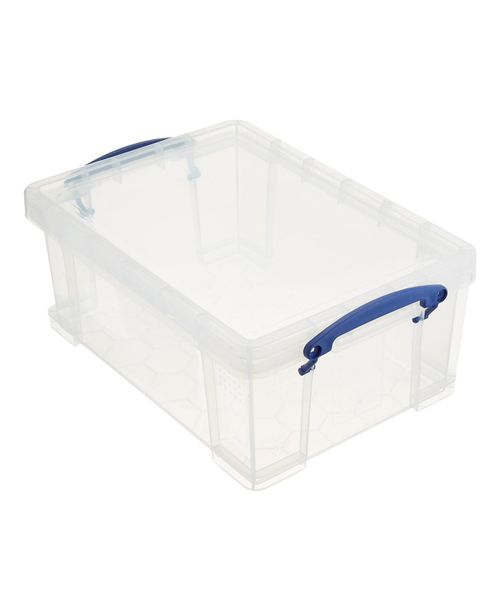 9L Plastic Storage Container w/Snap Lid & Clip Lock Handles - Clear