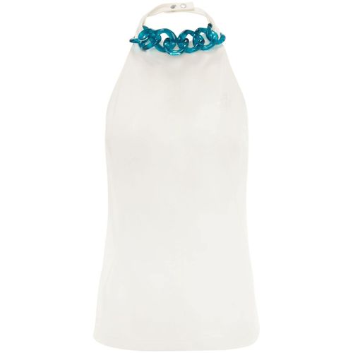 Ladies Off White Chain-Link Halterneck Top