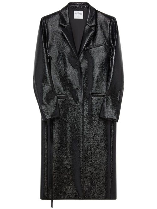 Vinyl mid-length trench coat - Black