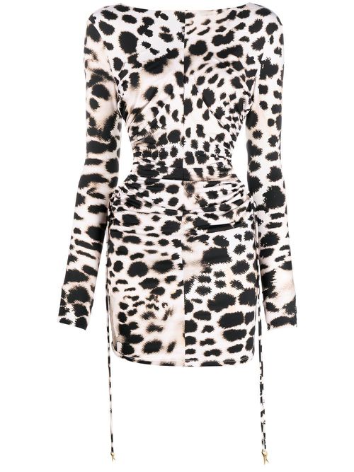 Leopard print cut-out minidress - Neutrals