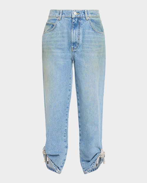 Crystal Knot Straight-Leg Ankle Jeans