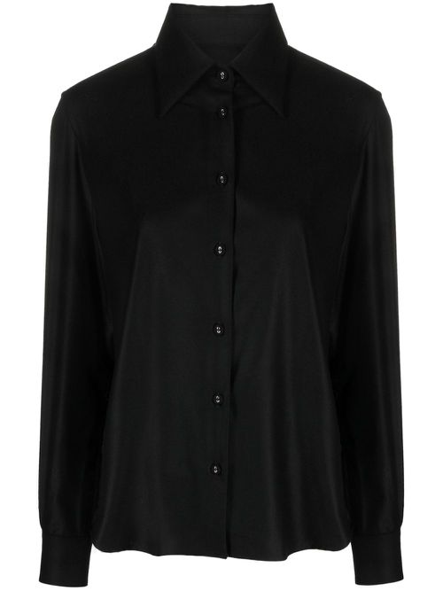 Long-sleeve virgin wool shirt - Black