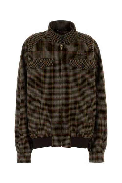 Houndstooth Wool Jacket — Brown
