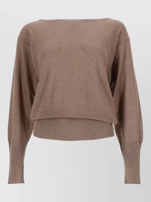 Herno - sequin knit shirt dropped shoulders ribbed tri