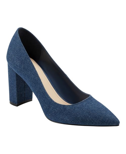 Women's Viviene Slip-On Block Heel Dress Pumps - Dark Blue Denim - Textile
