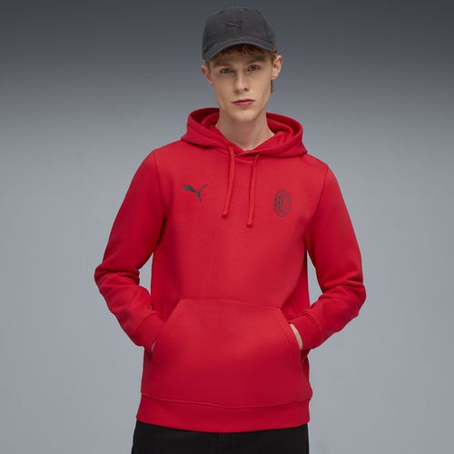 PUMA AC Milan Soccer Essentials Men's Fleece Soccer Hoodie in Red