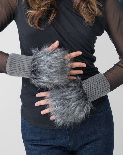 Faux Fur Fingerless Gloves