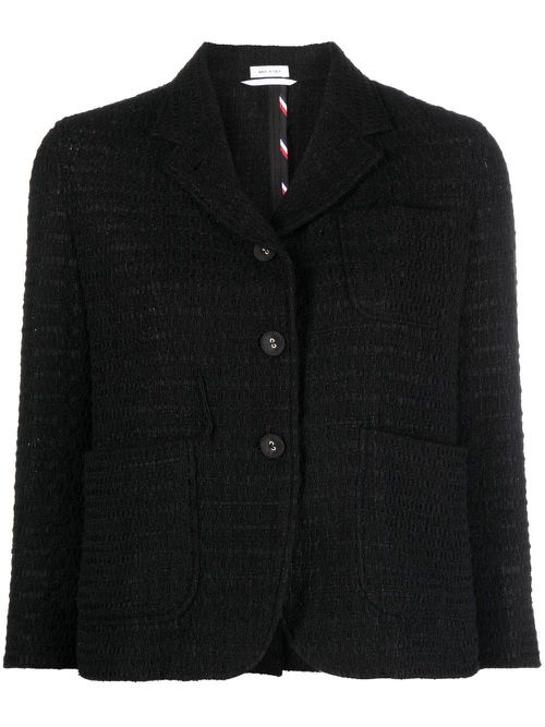 Cropped sack sport tweed jacket - Black