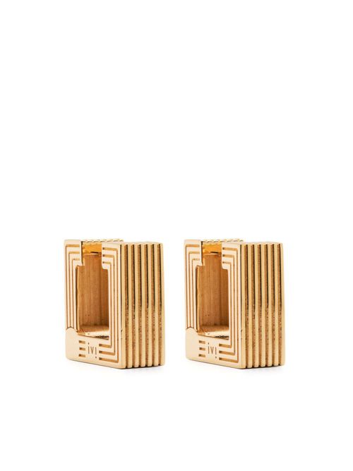 Debossed-detail square earrings - Gold