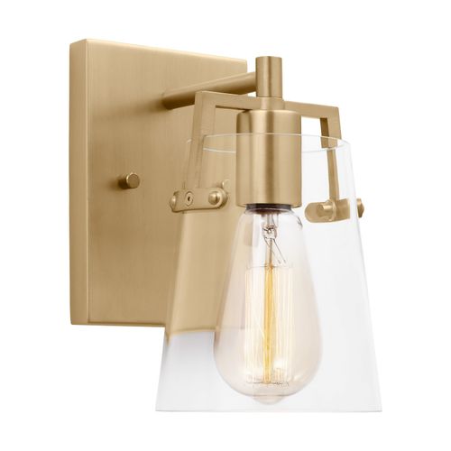 Satin Brass One Light Wall Sconce from the Crofton Collection