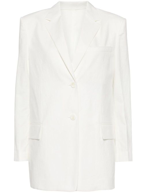 Single-breasted cotton blazer - White